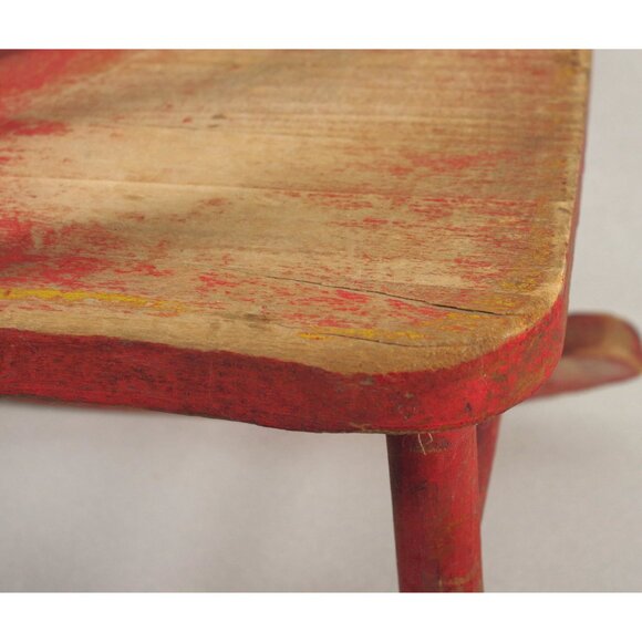 Vintage Doll Rocking Chair 14.5" Tall Red Yellow Wood Chair Primitive Folk Art - Picture 9 of 9